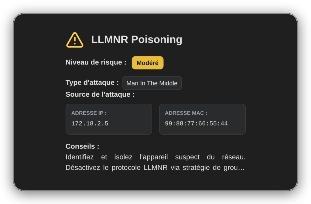 Détection d'attaques Oxyscan : alertes d'intrusion en temps réel sur le réseau