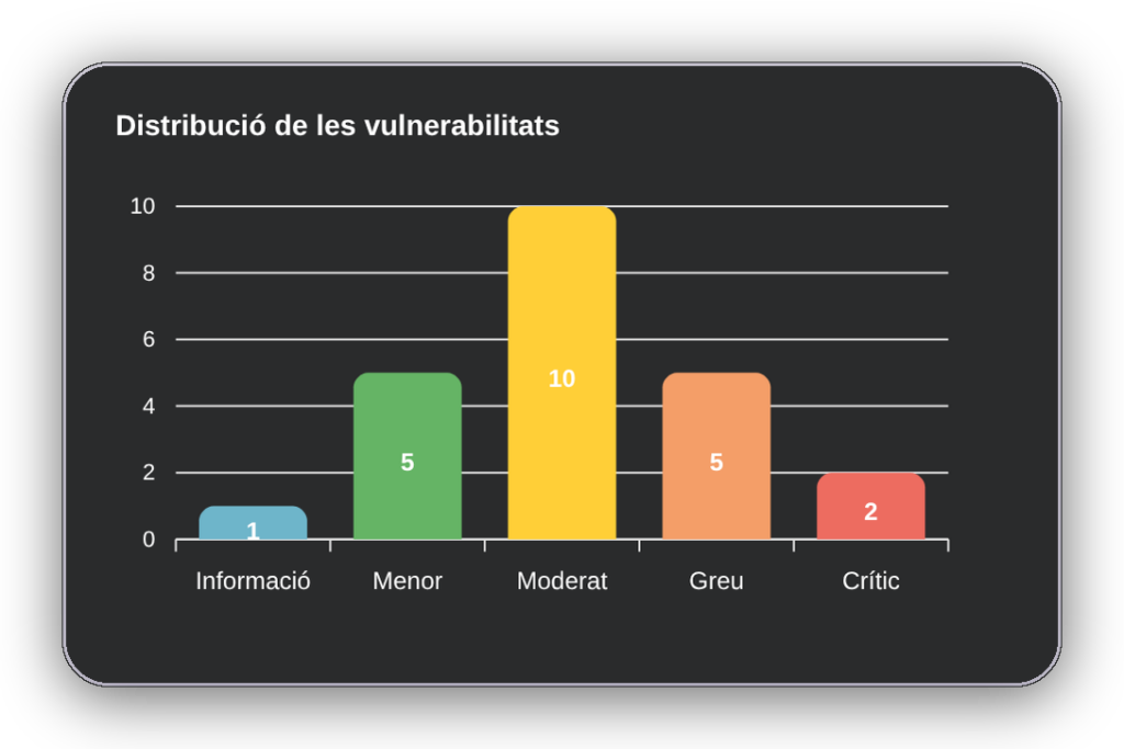 Escaneig de vulnerabilitats Oxyscan: errors detectats classificats per criticitat